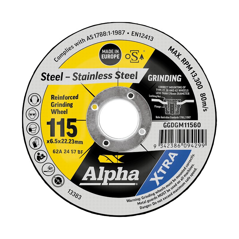 XTRA Metal Grinding Wheels 115 x 6.5 mm | Alpha 10 Pack