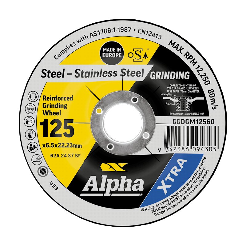 XTRA Metal Grinding Wheels 125 x 6.5 mm | Alpha 10 Pack