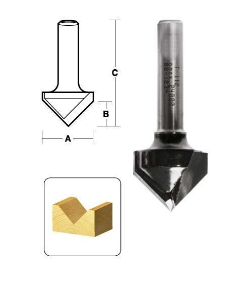 CARBiTOOL 45 Degree Vee Groove Router Bit T1240 1/2