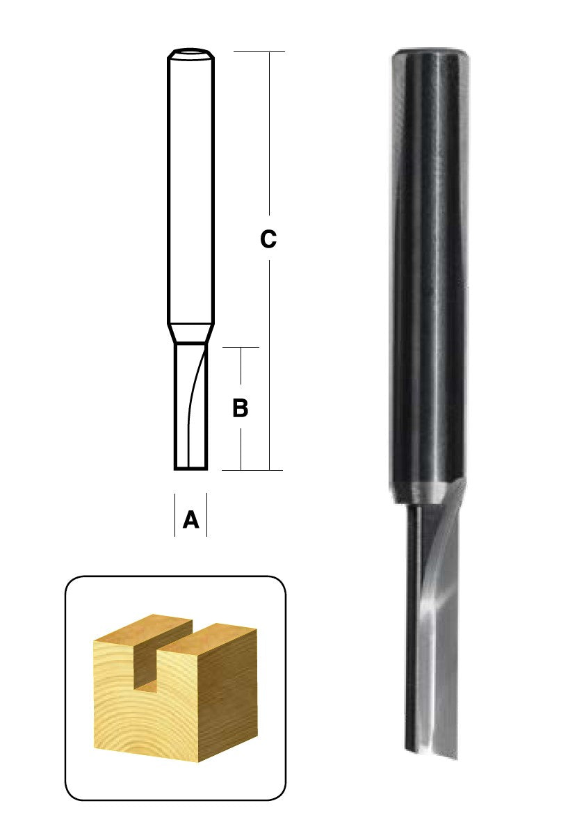 Straight Bits 1/4" Single Flute | T1800 Series