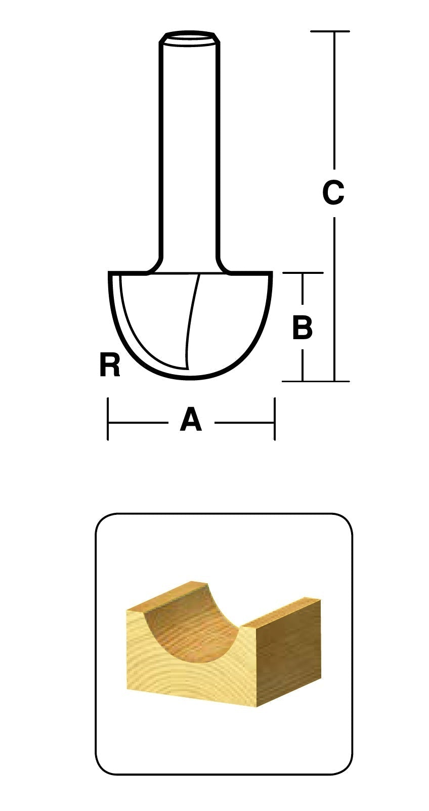 Punta per fresatrice CARBiTOOL Core Box T412
