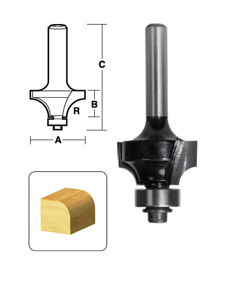 CARBiTOOL Rounding Over Router Bit with Bearing T502MB
