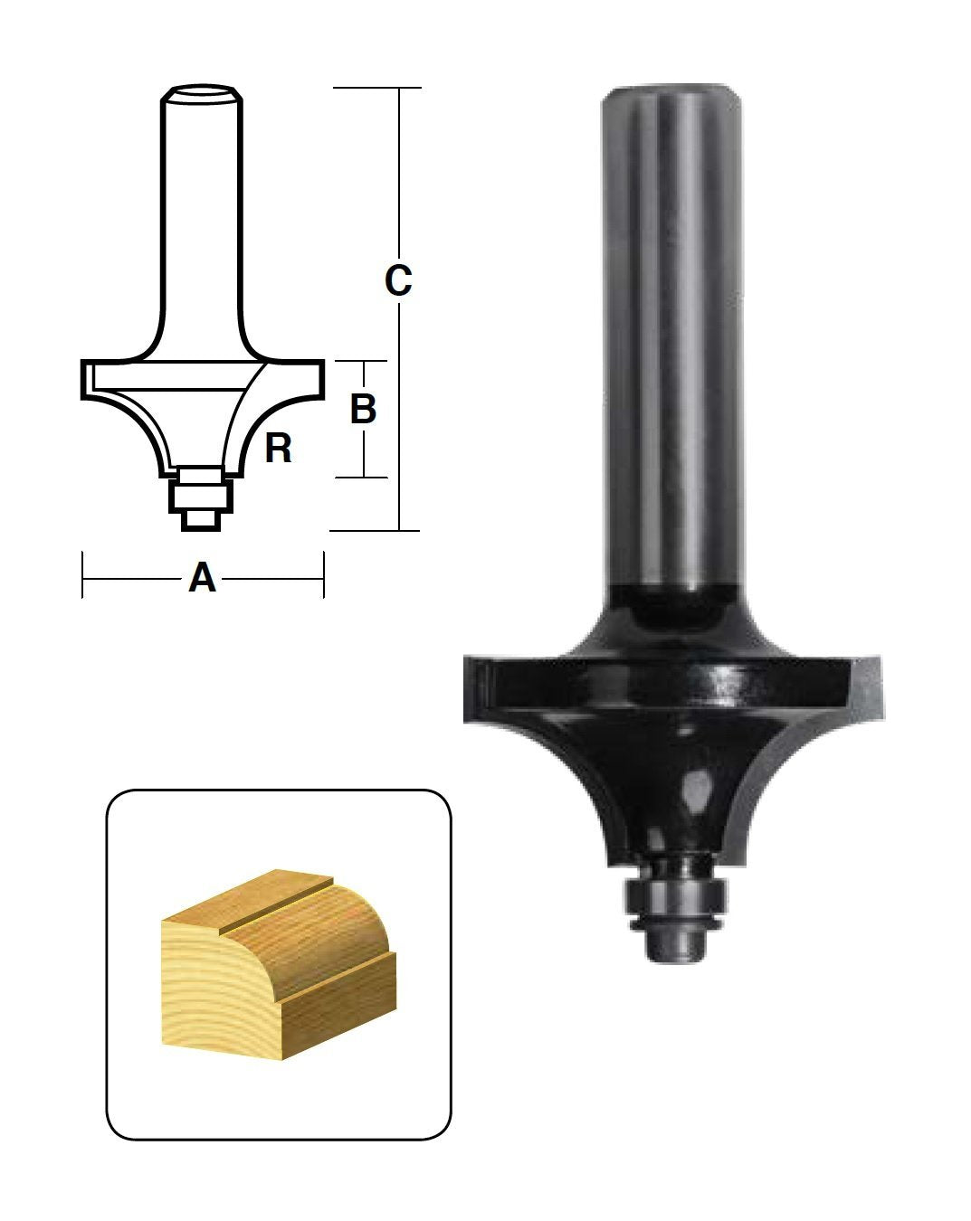 CARBiTOOL Beading Router Bit με ρουλεμάν T604MB