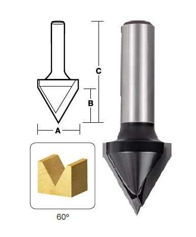 CARBiTOOL 60 Degree Vee Groove Router Bit T6128