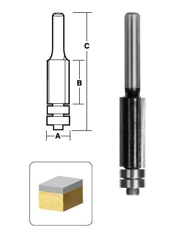 CARBiTOOL Double Bearing Laminate Flush Trimming Router Bit T8016 BB