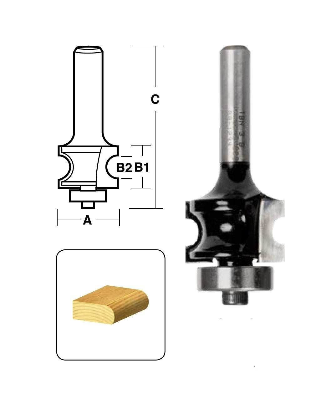 CARBiTOOL Bull Nose Router Bit 2,5 mm Radius TBN5MB 1/2