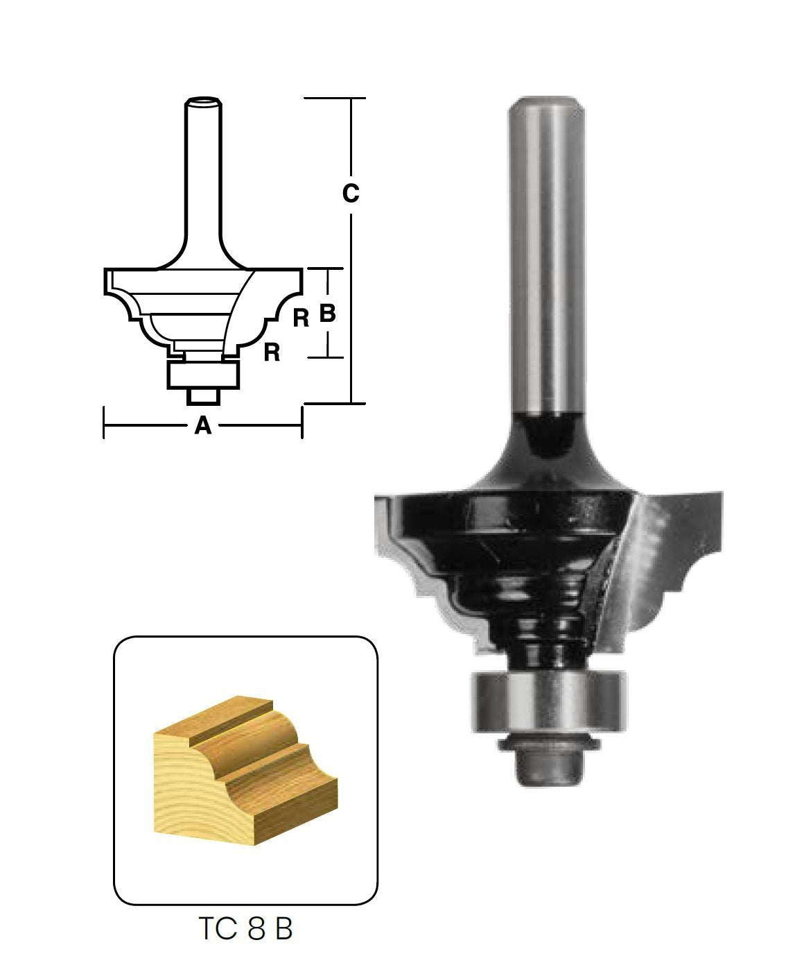 CARBiTOOL Classical Router Bit for Furniture & Moulding TC12B 1/2