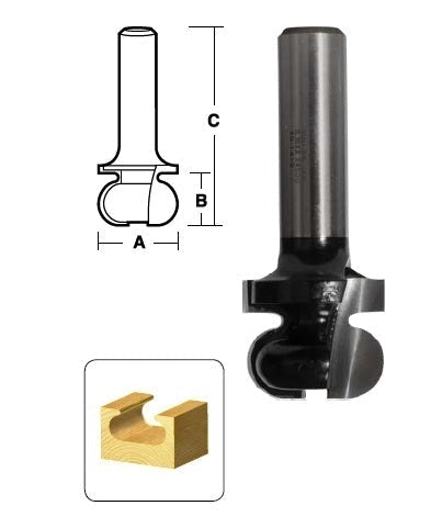 CARBiTOOL Drawer Pull Router Bit for Hidden Handle on Cupboard Doors TDP20