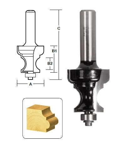 Fresa per fresatura modello Palace CARBiTOOL per modanatura bordi TEB11B ½