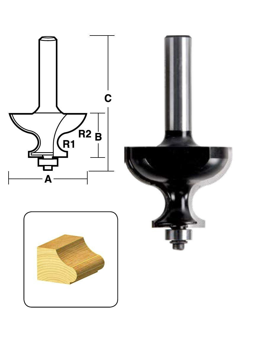 CARBiTOOL Table Edge Profile Router Bit TEB15B 1/2