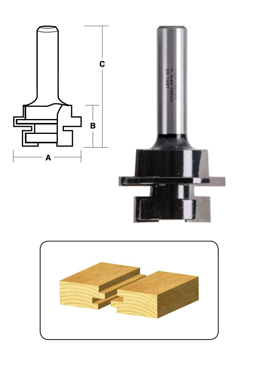 CARBiTOOL Tongue and Groove Router Bit TGA100 1/2
