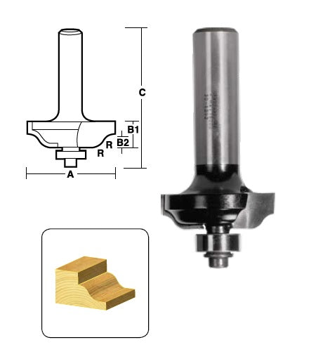 CARBiTOOL Roman Ogee Router Bit TS5705B 1/2